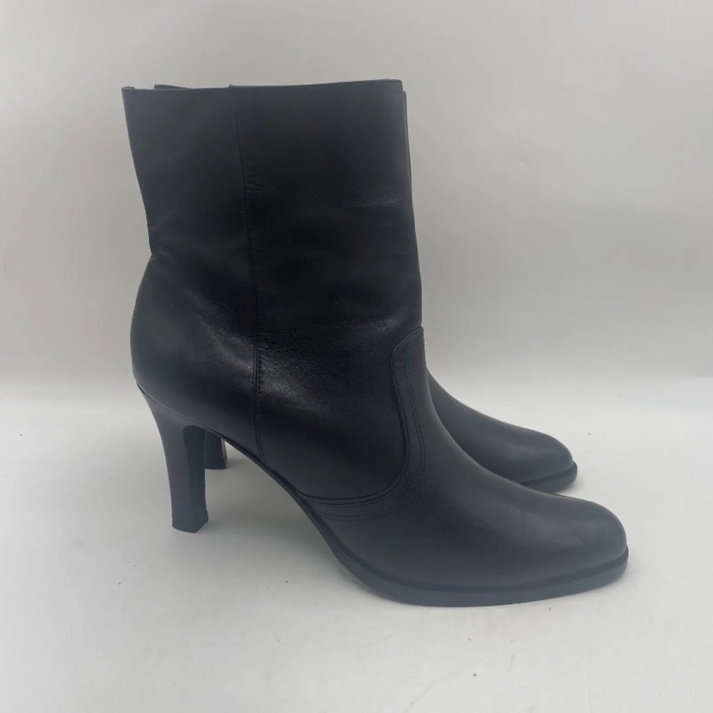 Audrey Brooke Black Leather Heel Ankle Boots Booties Womens Size 8
